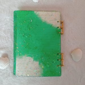 Libreta personalizada con copos fluorescentes