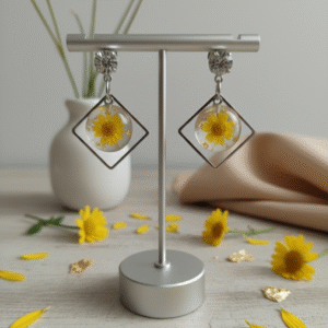 pendiente mujer pequeño de resina con flores