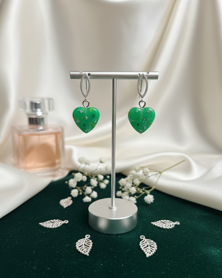 Pendientes Mujer de resina con forma de corazón