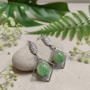 Pendientes de resina con flores