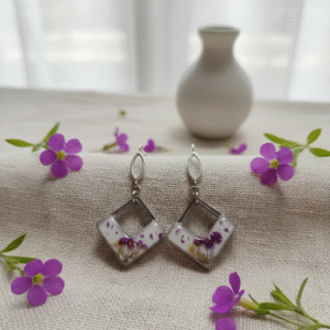 pendientes resina flores
