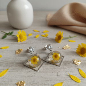 pendiente mujer pequeño de resina con flores