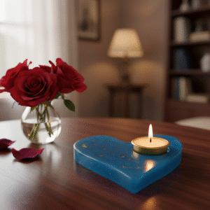 Porta vela hecho a mano con resina