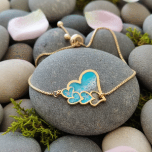 Pulsera de Corazones de Resina con Motivos Marinos