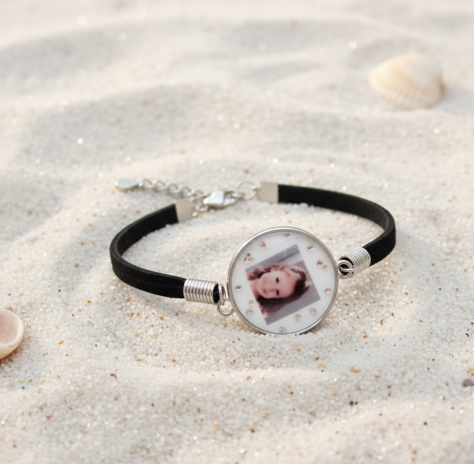 Pulsera personalizada con foto/nombre/signo zodiacal hecha a mano con resina