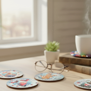 Posavasos Navideños de Madera Personalizados con Resina