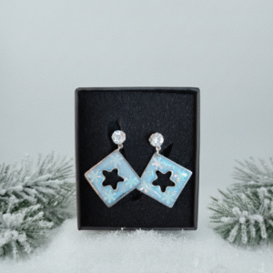 Pendientes de Resina con Copos de Nieve